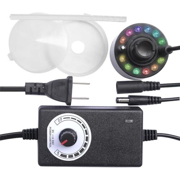 Adjustable Mist Maker with LED and Splash Guard, Fogger Water Fountain Machine - Picture 8 of 8